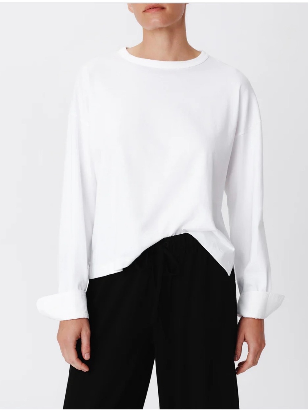 ATM Anthony Thomas Melillo 100% Cotton Jersey Long Sleeve Button Cuff Top.Size L